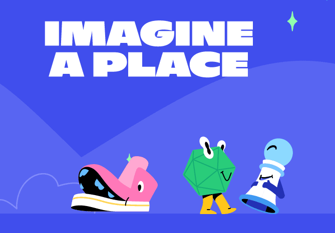 Imagine a Place text on a funny drawing