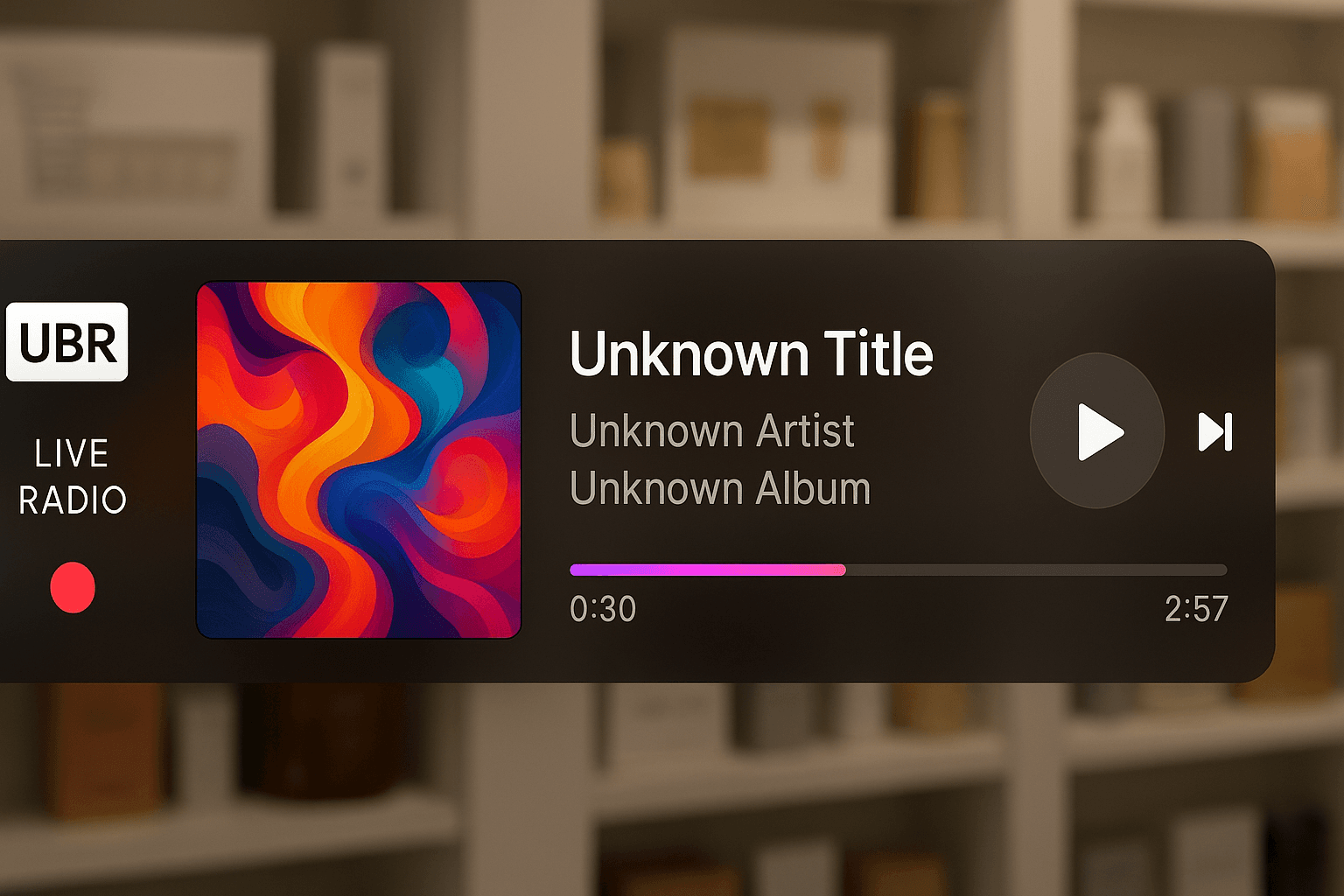 UBR radio mockup created by overbooked.app